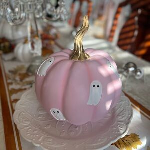 Pink Ghost Pumpkin Decoration